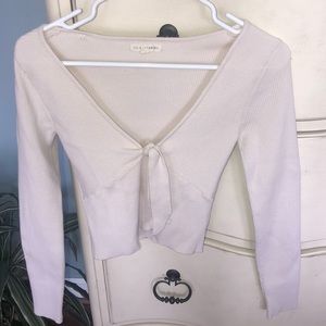 PacSun Cream Tie Long Sleeve Shirt